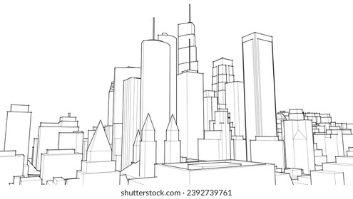  modern city panorama 3d illustration