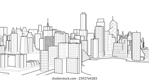 modern city panorama 3d illustration