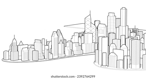 modern city panorama 3d illustration