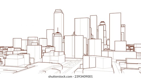  modern city panorama 3d illustration