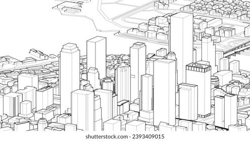  modern city panorama 3d illustration