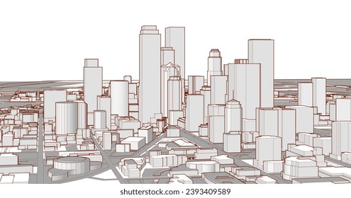  modern city panorama 3d illustration