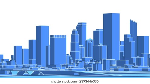 modern city panorama 3d illustration