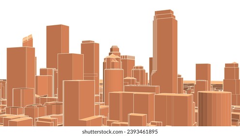 modern city panorama 3d illustration