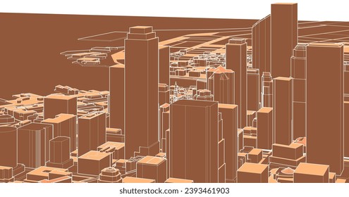 modern city panorama 3d illustration
