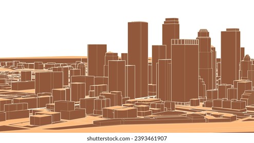 modern city panorama 3d illustration