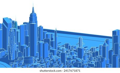 modern city panorama 3d illustration