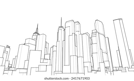 modern city panorama 3d illustration
