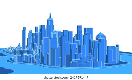 modern city panorama 3d illustration	