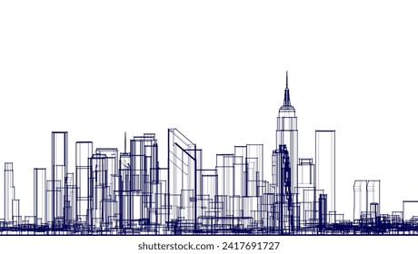 modern city panorama 3d illustration	