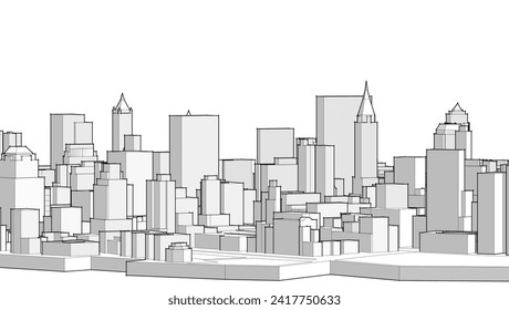 modern city panorama 3d illustration	