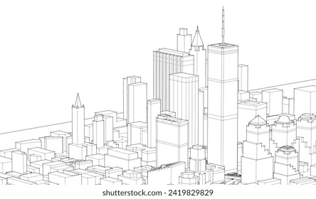 modern city panorama 3d illustration	