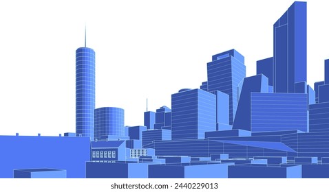 modern city panorama 3d illustration	
