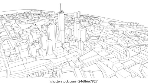 modern city panorama 3d illustration