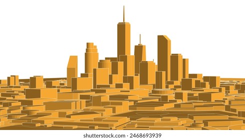 modern city panorama 3d illustration