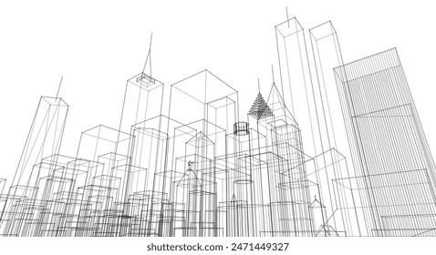  modern city panorama 3d illustration