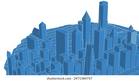 modern city panorama 3d illustration