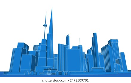 modern city panorama 3d illustration