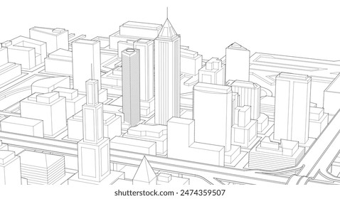  modern city panorama 3d illustration