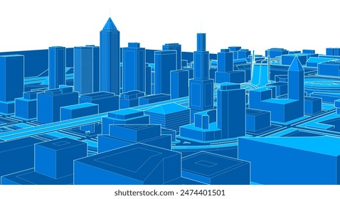  modern city panorama 3d illustration