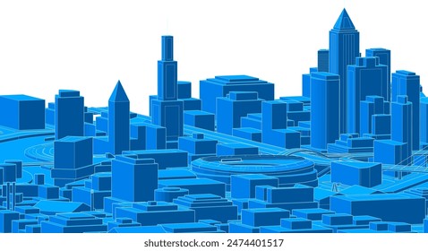  modern city panorama 3d illustration