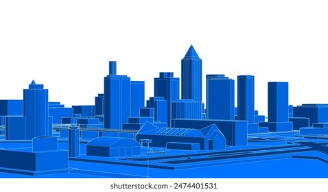  modern city panorama 3d illustration