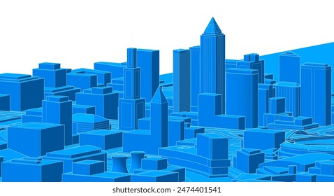  modern city panorama 3d illustration