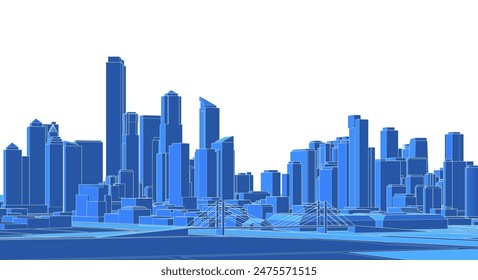  modern city panorama 3d illustration