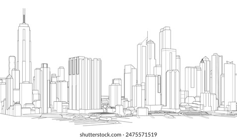  modern city panorama 3d illustration