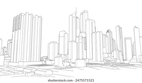  modern city panorama 3d illustration