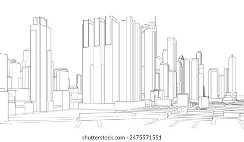  modern city panorama 3d illustration