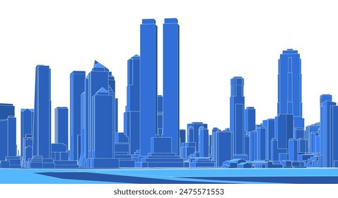  modern city panorama 3d illustration