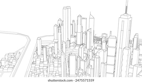  modern city panorama 3d illustration