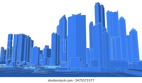  modern city panorama 3d illustration