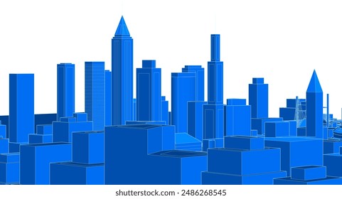 modern city panorama 3d illustration	
