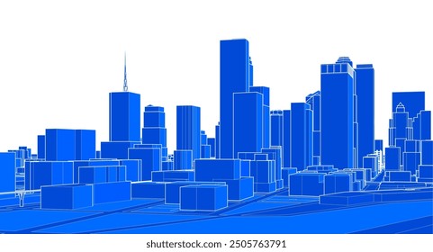 modern city panorama 3d illustration	