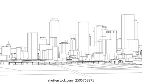 modern city panorama 3d illustration	