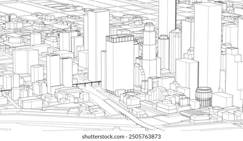 modern city panorama 3d illustration	