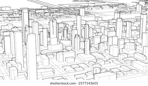 modern city panorama 3d illustration	