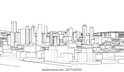 modern city panorama 3d illustration	