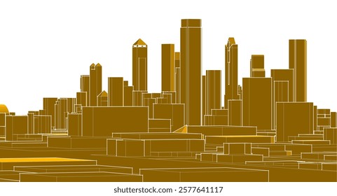 modern city panorama 3d illustration