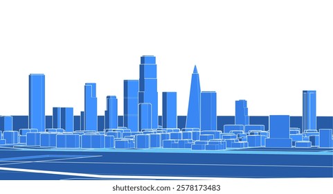 modern city panorama 3d illustration