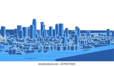 modern city panorama 3d illustration