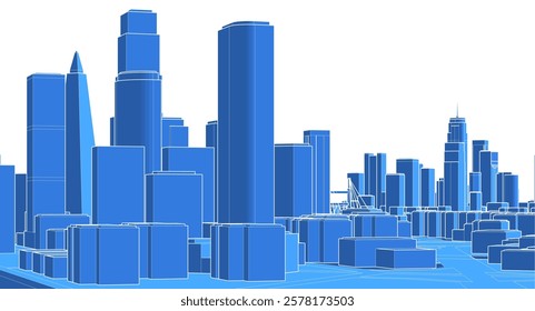 modern city panorama 3d illustration