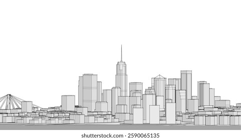 modern city panorama 3d illustration	