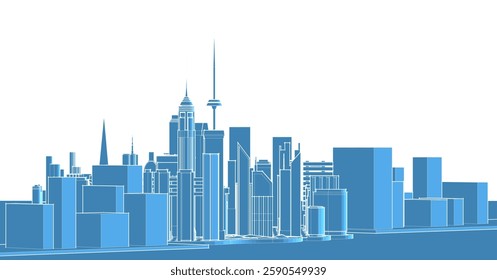 modern city panorama 3d illustration	