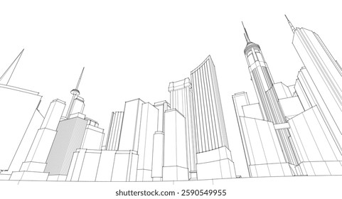 modern city panorama 3d illustration	