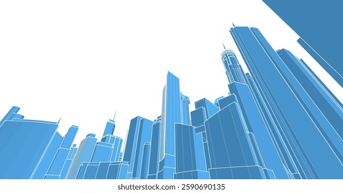 modern city panorama 3d illustration