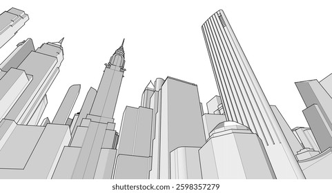 modern city panorama 3d illustration	