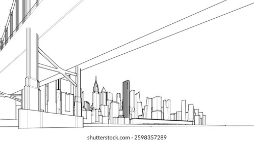modern city panorama 3d illustration	